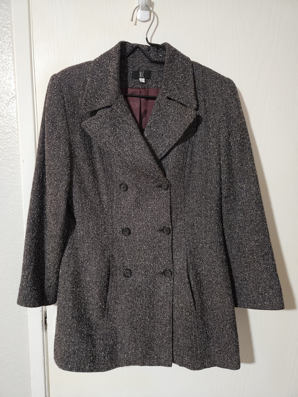 Vintage NIC (Leslie Fay) Textured Tweed Double Breasted Longline Blazer Jacket